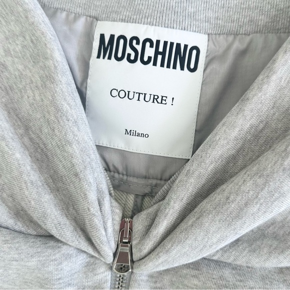 MOSCHINO COUTURE gray zip up flare mini sweatshirt dress US10/FR40 - Picture 2 of 14